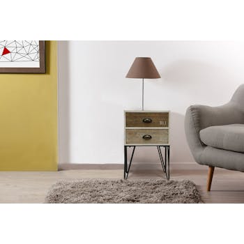Bout de canapé bois 2 couleurs pieds épingle LAZURO