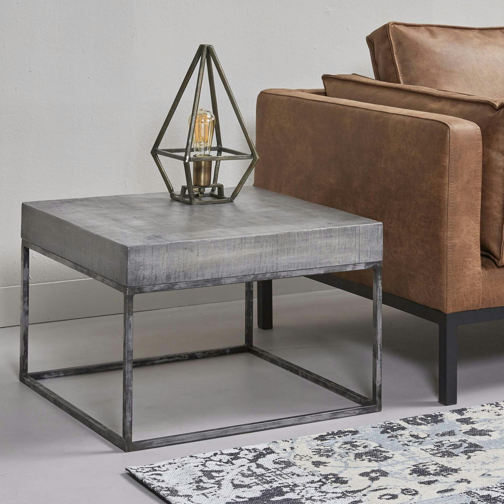 Bout de canapé bois massif gris LUCKNOW