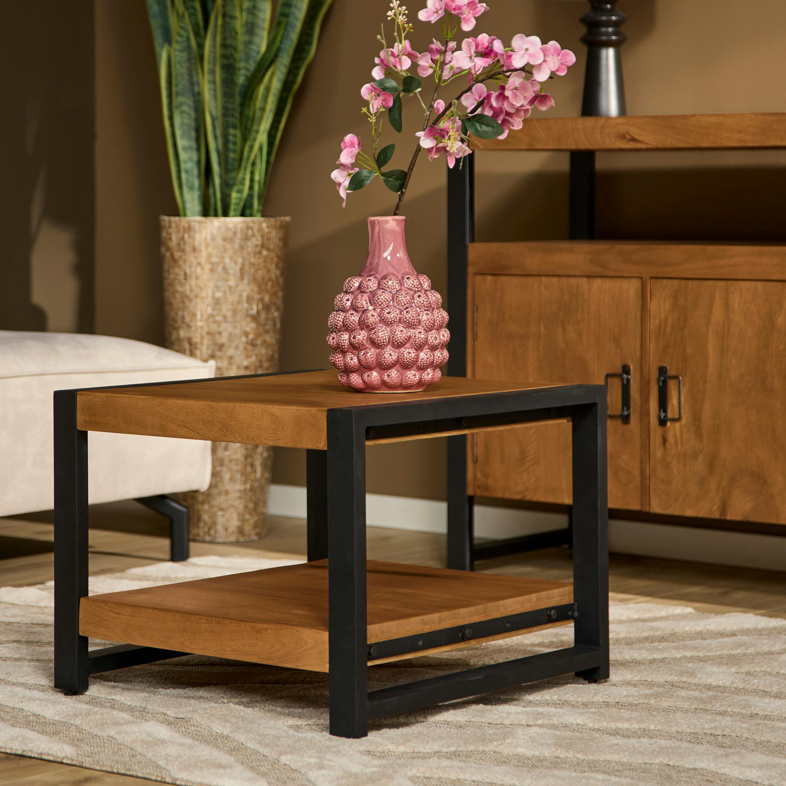 Bout de canapé bois métal 60 cm MILORA