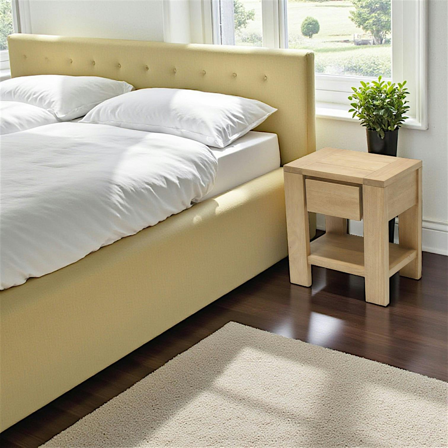 Bout de canapé / Chevet Hévéa 1 tiroir 45x30x50cm OLGA