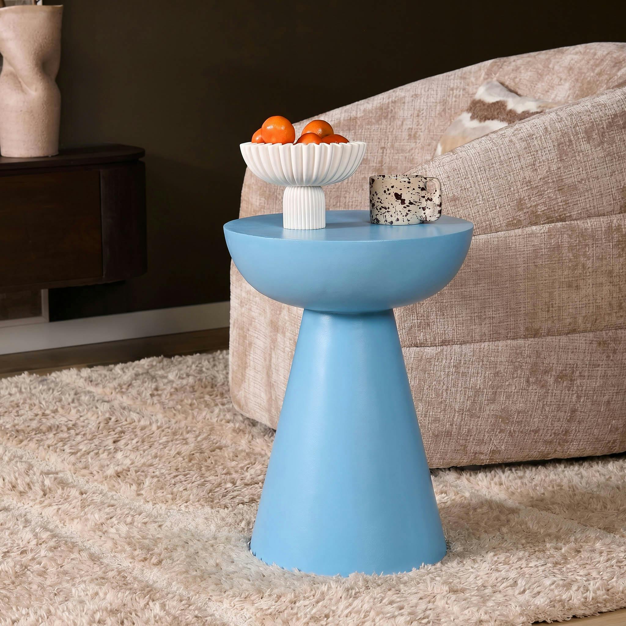 Bout de canapé design bleu 42 cm DUOMO