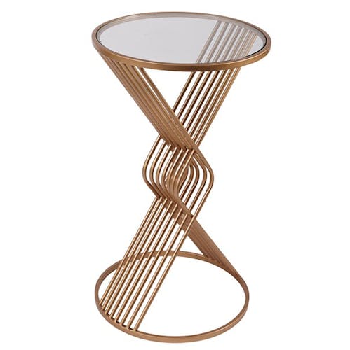 Bout de canapé design en métal doré et verre trempé HIMALAYA