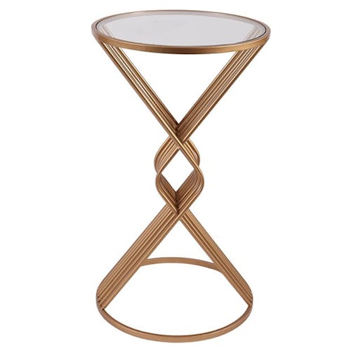 Bout de canapé design en métal doré et verre trempé HIMALAYA