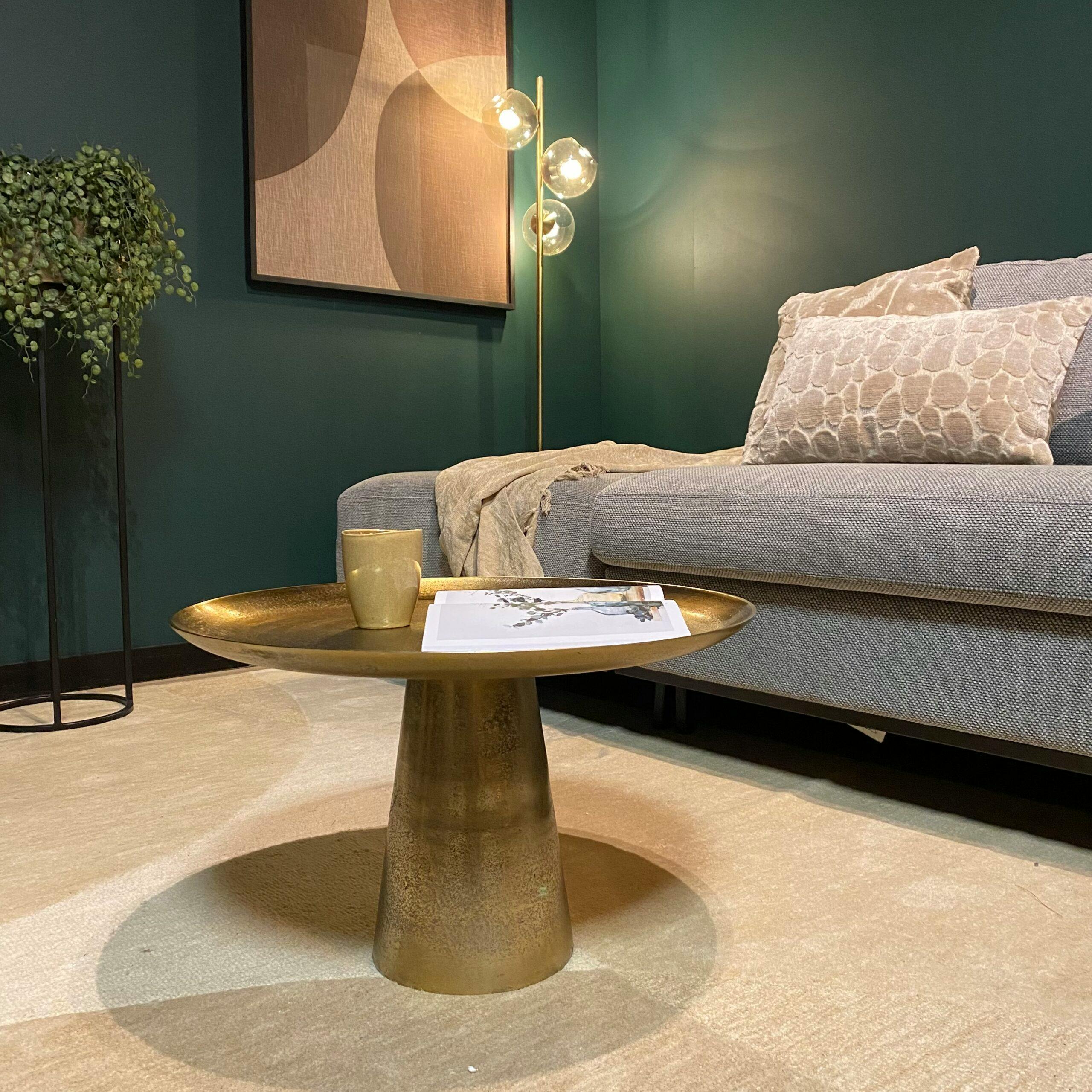 Bout de canapé doré en aluminium 60 cm KANO