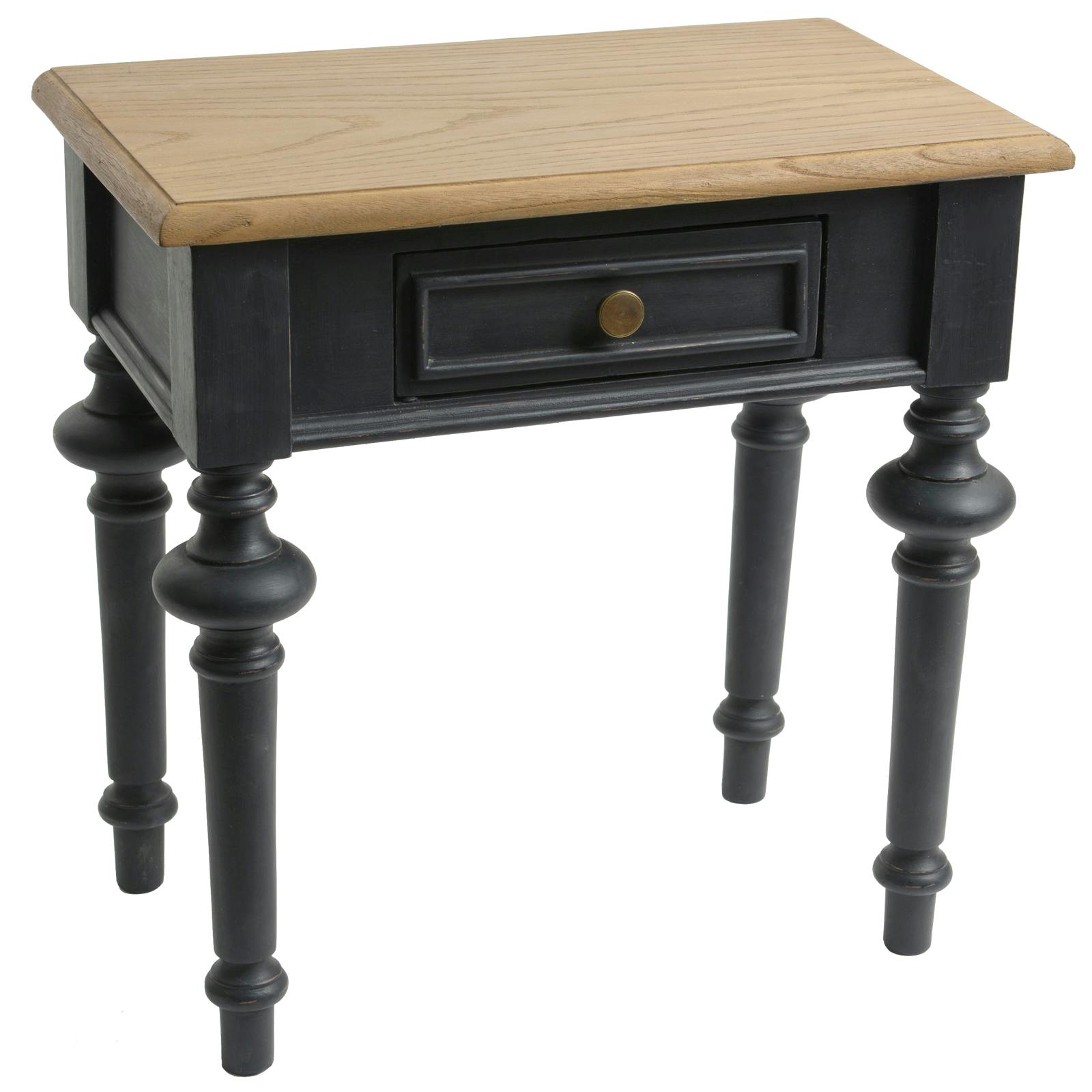 Bout de canapé en bois noir 1 tiroir style Louis XVI NEW LEGENDE  L50xP30xH50 AMADEUS