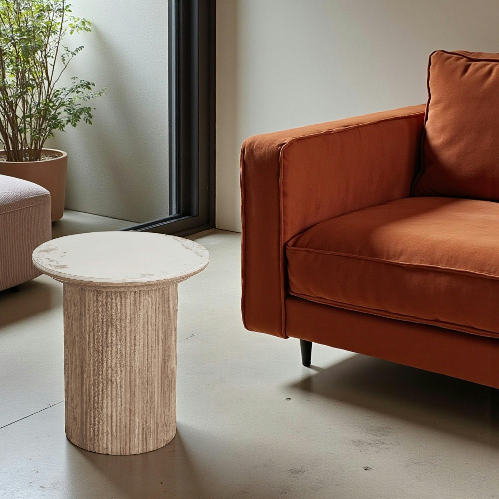 Bout de canapé en céramique effet marbre Ø45 cm PRATO