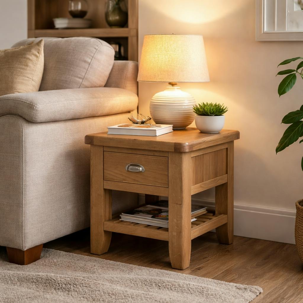 Bout de canapé en chêne 1 tiroir VALMONT