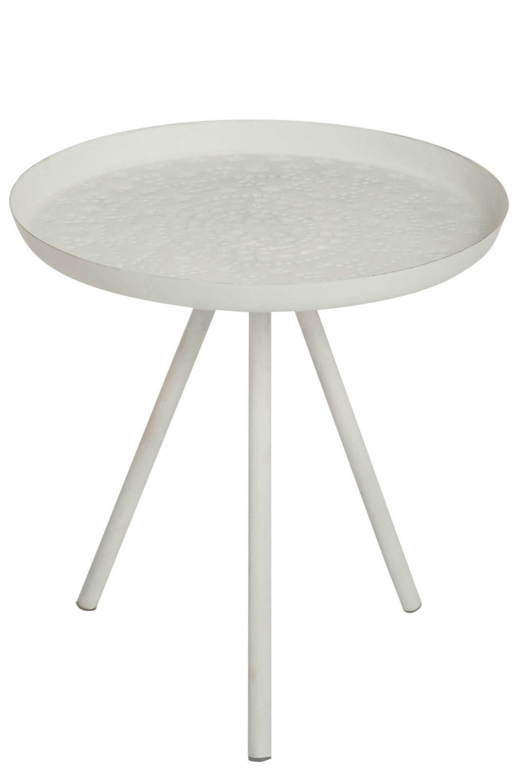 Bout de canapé en métal plateau gravé aztèque D40xH43cm