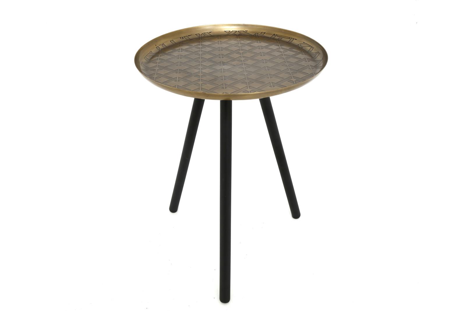 Bout de canapé métal doré et noir 3 pieds D31xH40cm