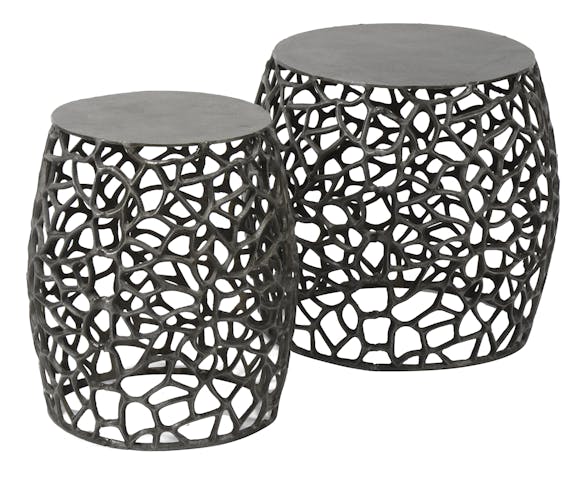 Bout de canapé nickel noir aluminium motifs ajourés (2 pièces)