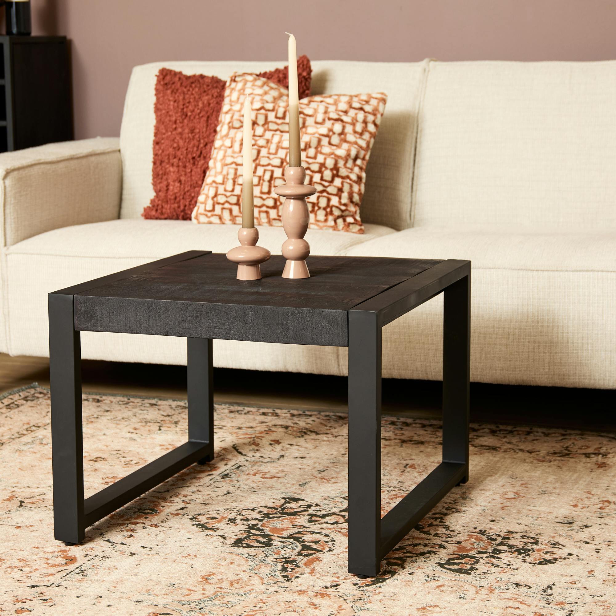 Bout de canapé noir en bois MILORA