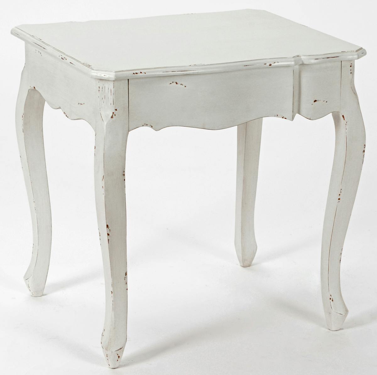 Bout de canapé Romantique HARPE Long 60 X Larg 50 X H 60 Crème Antique vieilli AMADEUS
