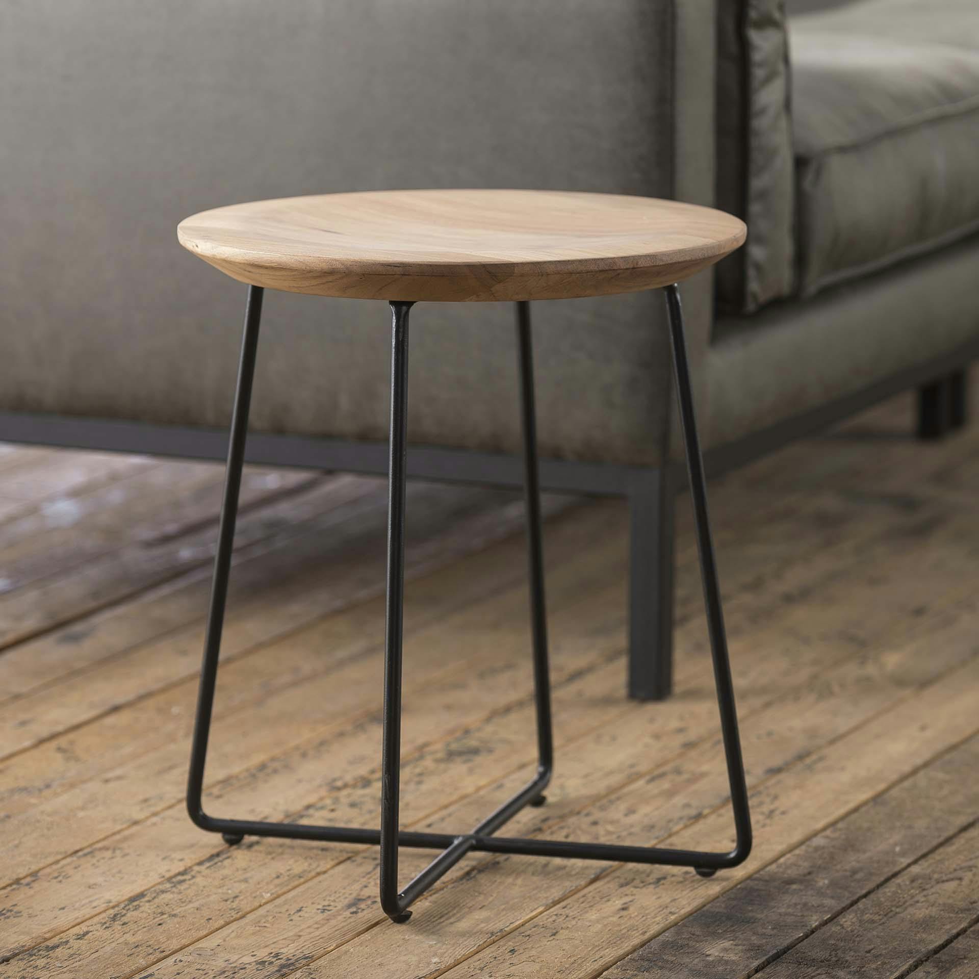Bout de canapé rond bois d'acacia TRIBECA
