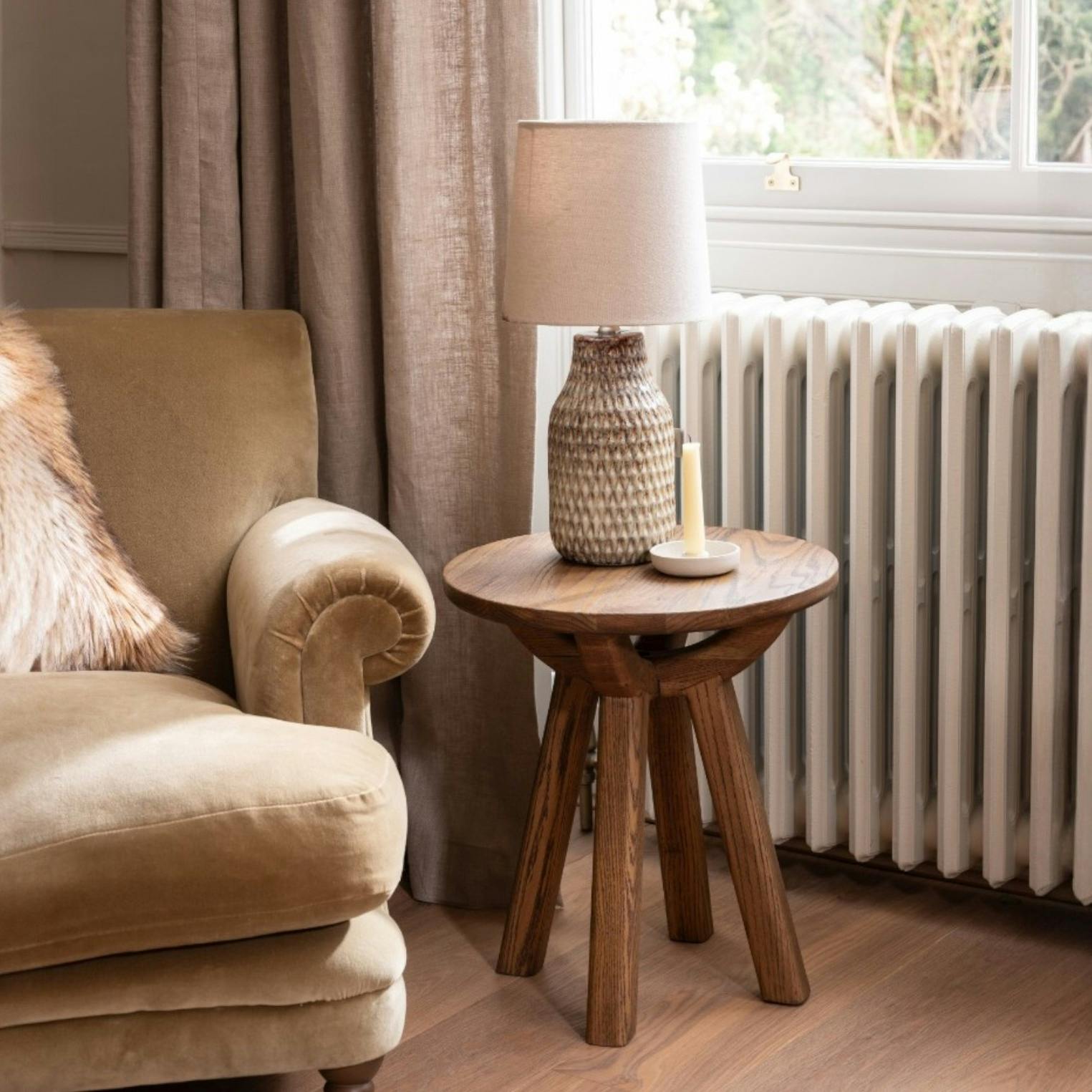 Bout de canapé rond en chêne KYOTO