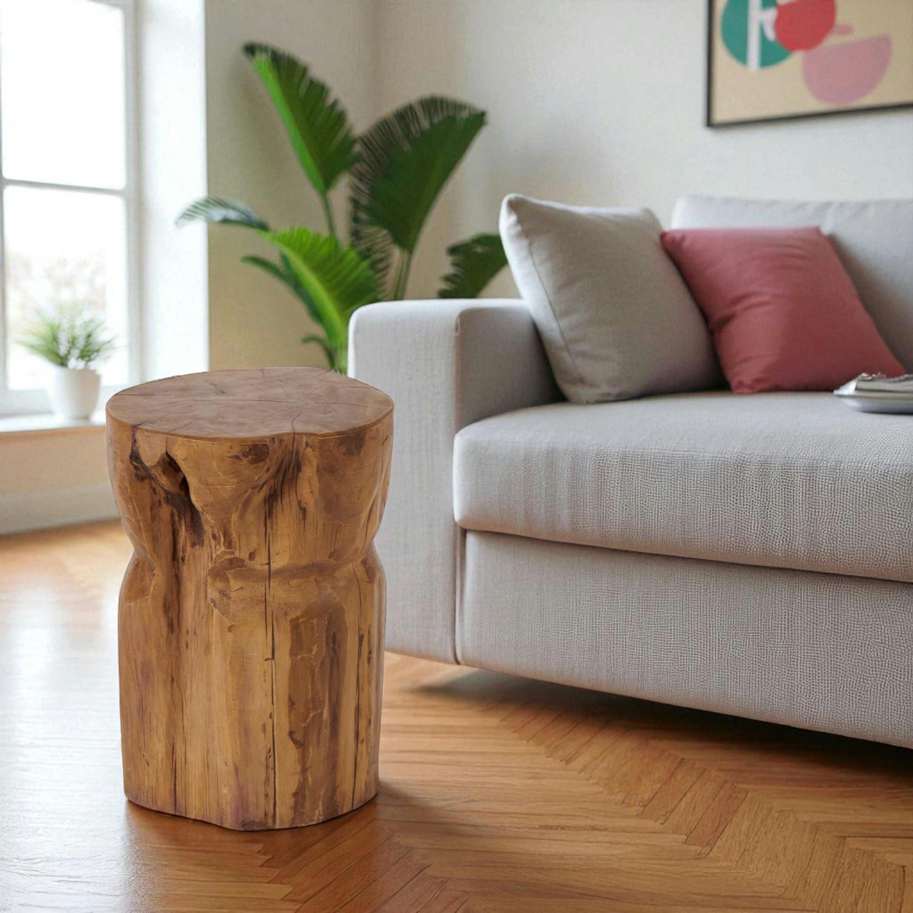 Bout de canapé rond en teck massif – style naturel ARIZONA