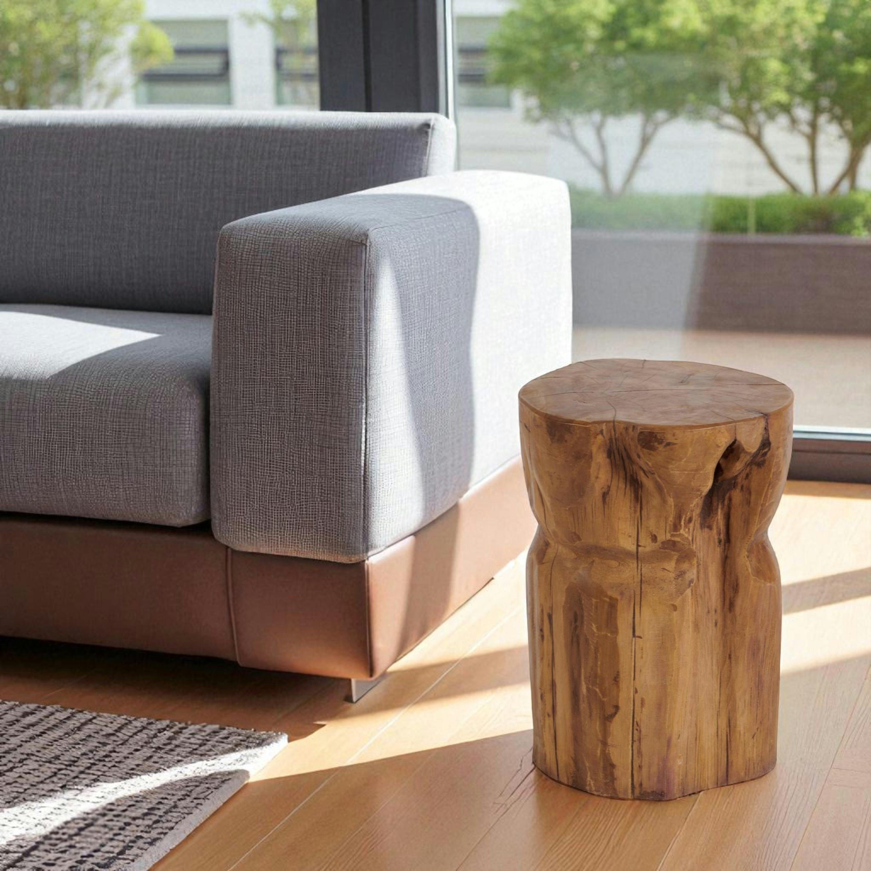 Bout de canapé rond en teck massif – style naturel ARIZONA