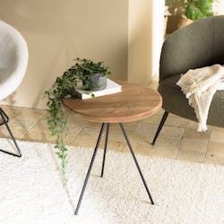 Bout de canapé rond pin recyclé CRACOVIE