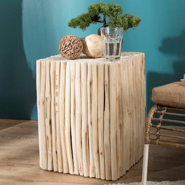Bout de canapé scandinave teck 35x35 cm Jaipur