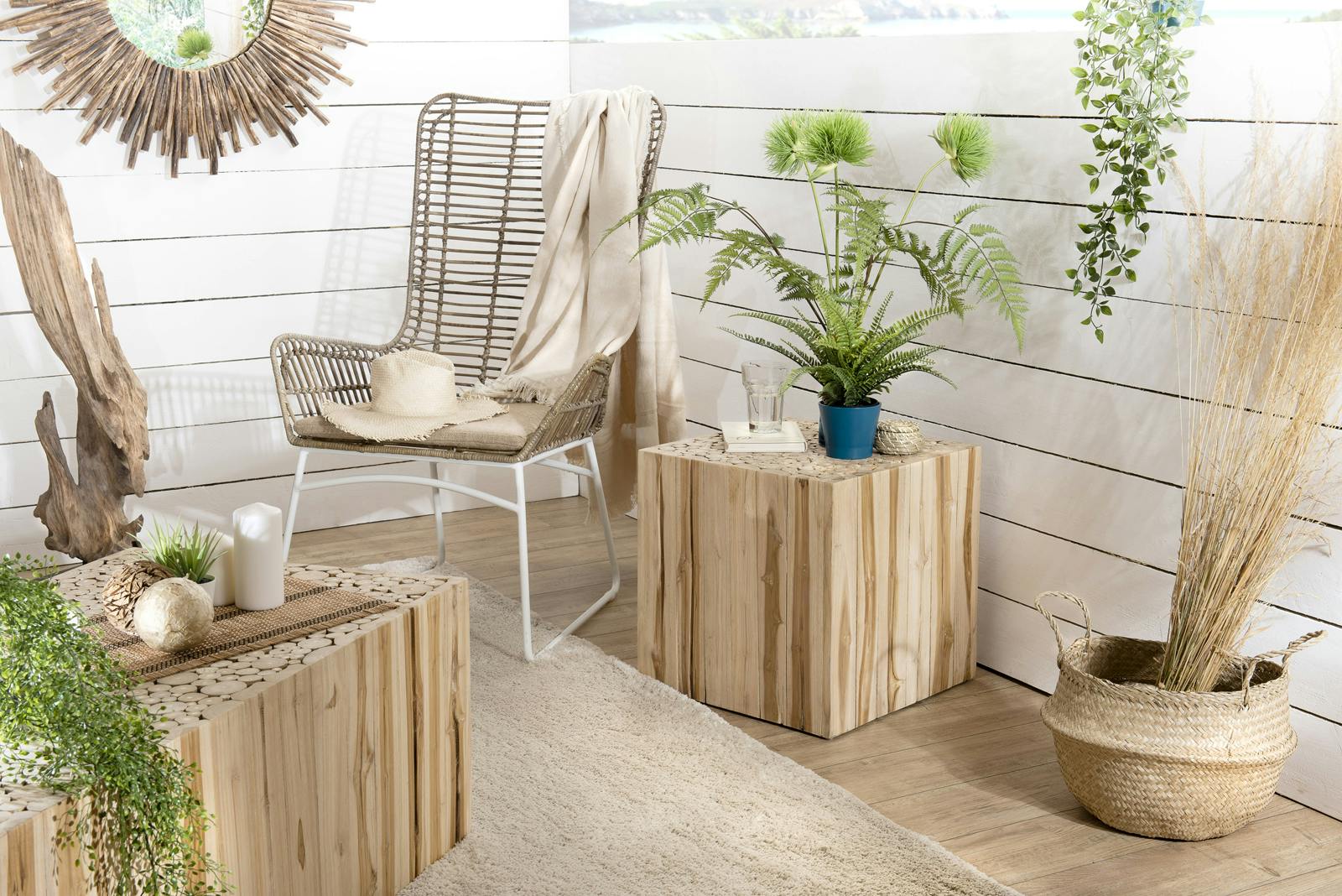 Bout de canapé scandinave teck 45x45 cm Jaipur