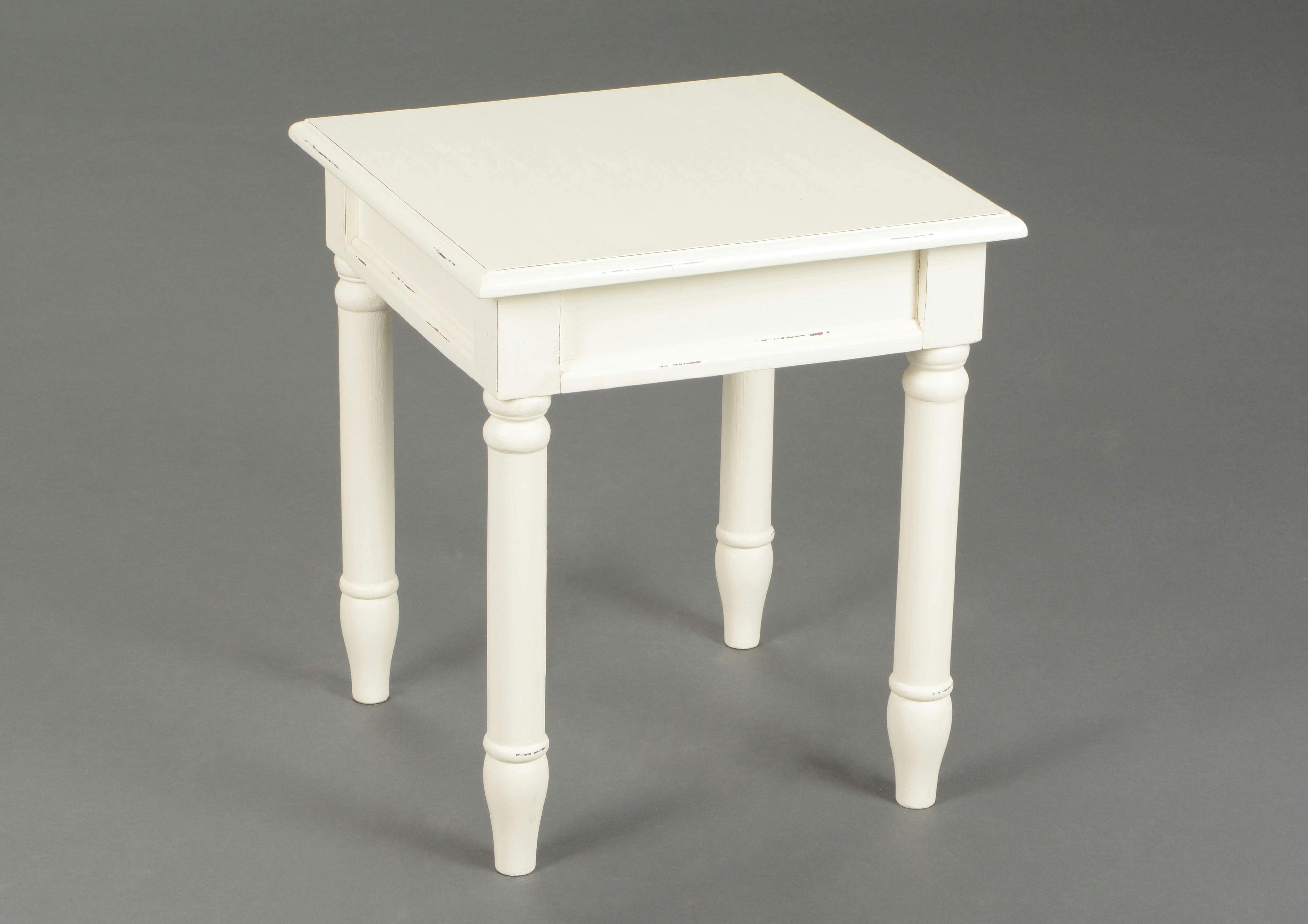 Bout de canapé / Table d'appoint chic en bois patiné crème BRICE L40 X Larg40 X H45cm AMADEUS