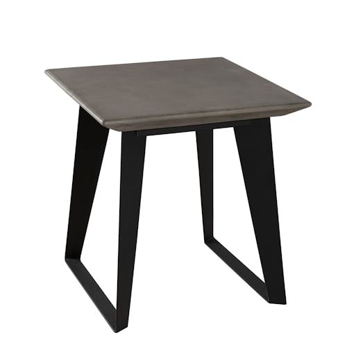 Bout de Canapé / Table d'Appoint plateau Béton gris foncé et pieds métal noir 50x50x52cm NEAL