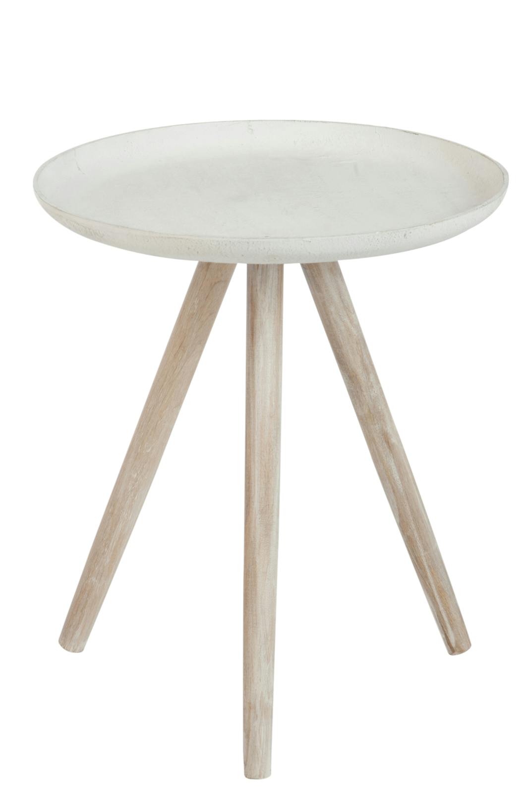 Bout de canapé / table d'appoint plateau métal et pieds bois, D45xH50cm