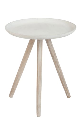 Bout de canapé / table d'appoint plateau métal et pieds bois, D45xH50cm
