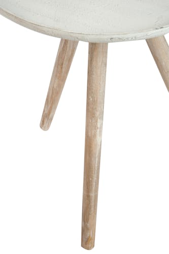 Bout de canapé / table d'appoint plateau métal et pieds bois, D45xH50cm