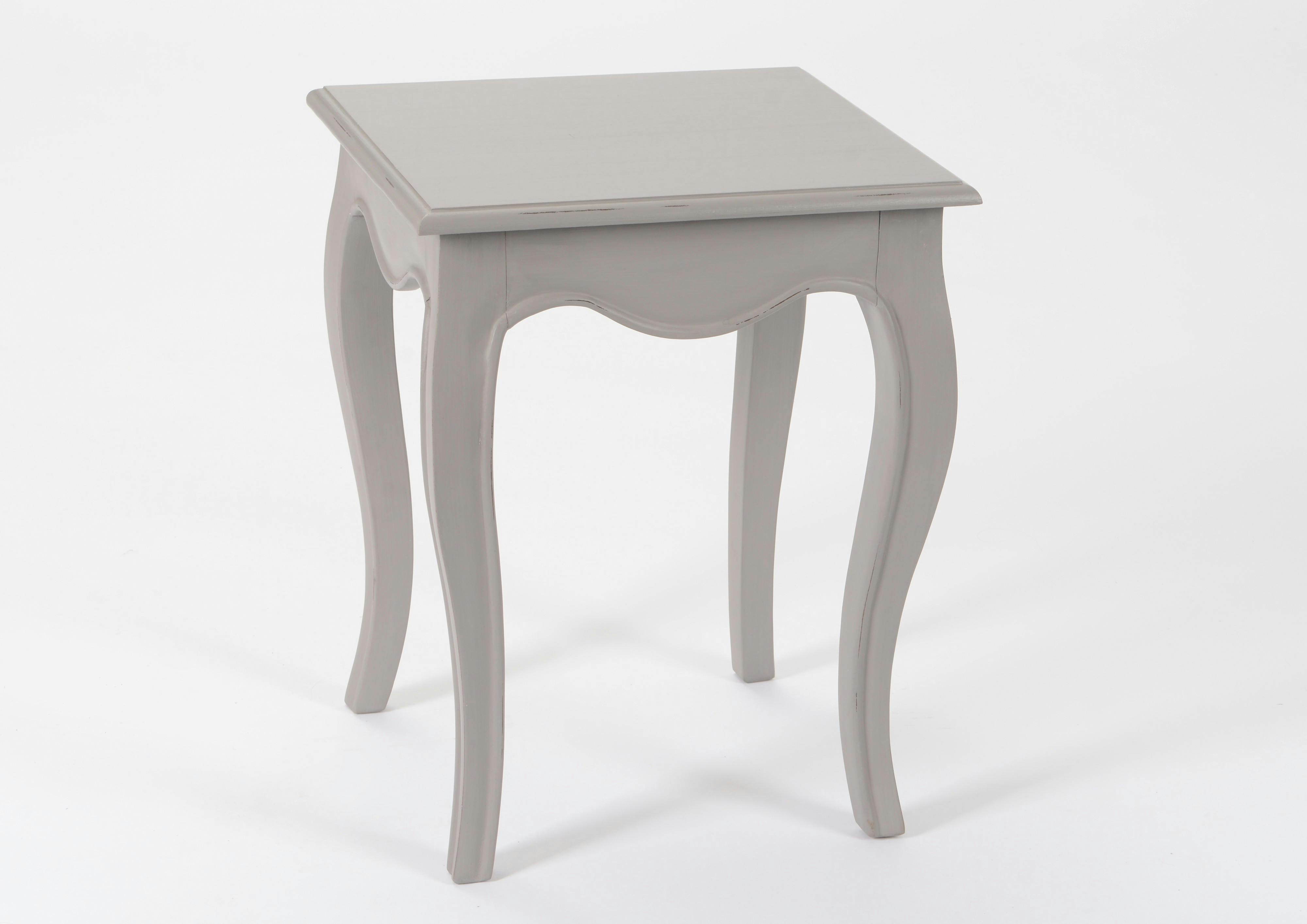Bout de canapé / Table d'appoint romantique en bois patiné gris MERVEILLE L40 X Larg40 X H50cm AMADEUS