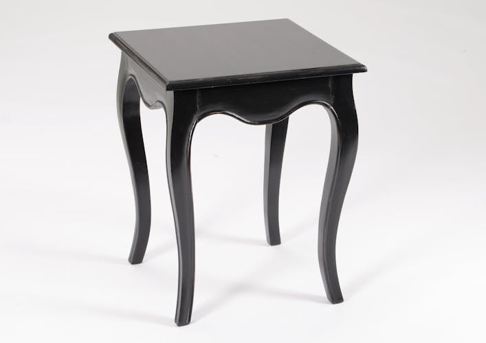 Bout de canapé / Table d'appoint romantique en bois patiné noir MERVEILLE L40XLarg40XH50cm AMADEUS