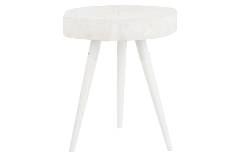 Bout de canapé / table d'appoint ronde en résine blanche, 42x42x60cm