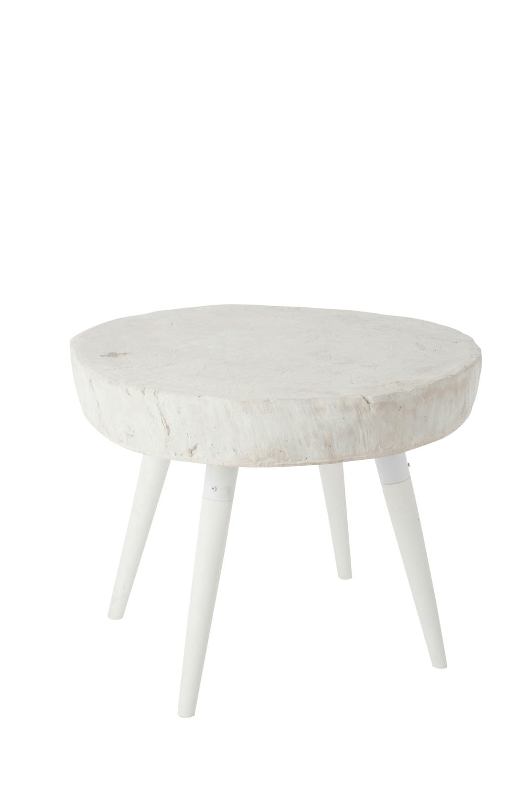 Bout de canapé / table d'appoint ronde en résine blanche, 60x60x50cm