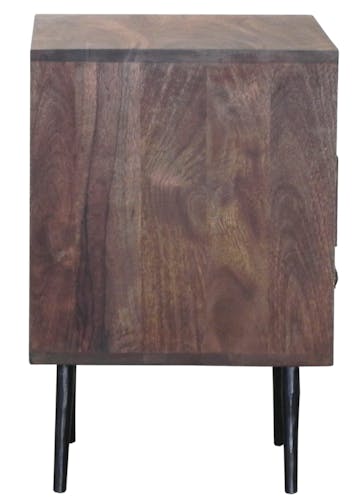 Bout de Canapé / Table de Chevet 2 tiroirs Patchwork et 1 niche en bois exotique 40x40x60cm PATCHOULI