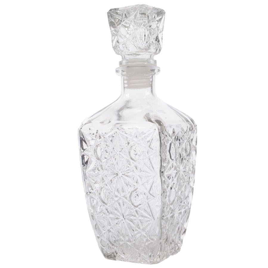 Bouteille flacon en verre ciselé avec bouchon H24cm