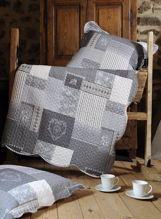 Boutis arkansas 240x220cm + 2 taies gris