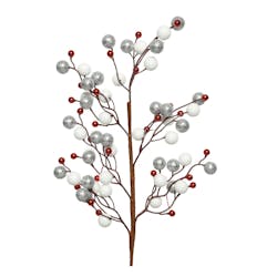 Branche mousse brillante avec paillettes blanc/gris H60 cm