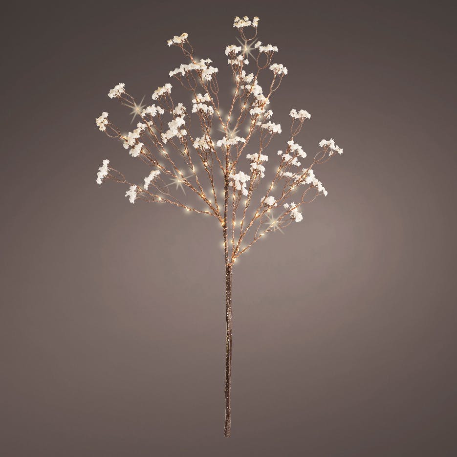Branche PVC petites fleurs blanches lumineuses H75 cm