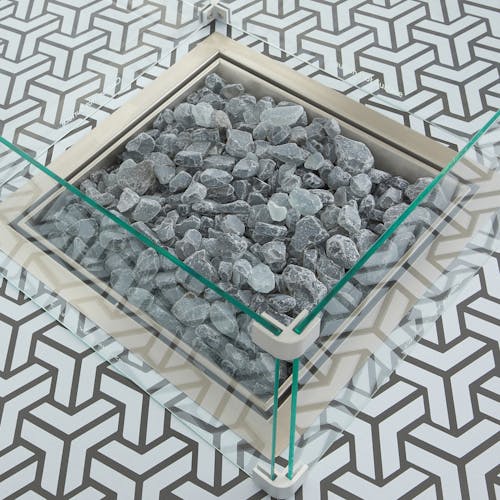 Brasero extérieur table basse ronde en aluminium anthracite MINORQUE
