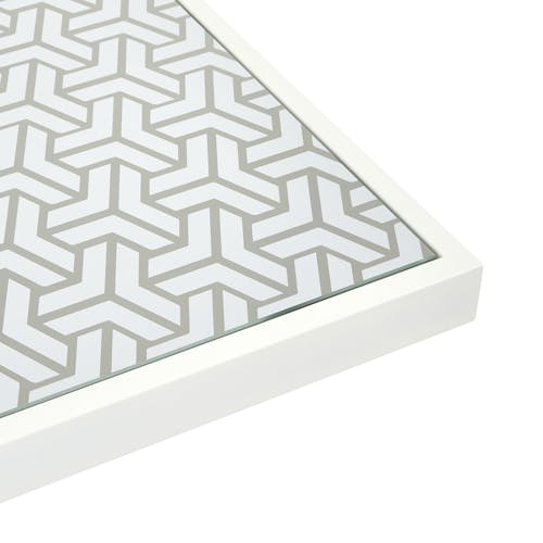 Brasero extérieur table haute en aluminium blanc avec plateau motifs graphiques (1 pièce) MAJORQUE