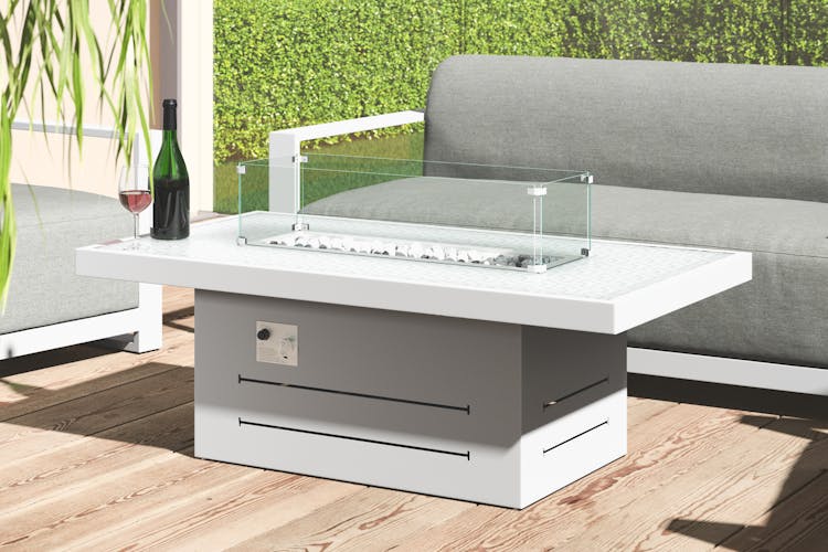 Brasero table basse en aluminium blanc et motifs graphiques MAJORQUE