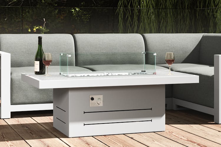Brasero table basse en aluminium blanc MAJORQUE