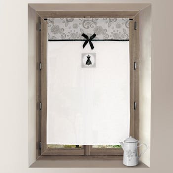 Brise bise blanc avec bande imprimé arabesques grises BLACK DRESS 60x90cm