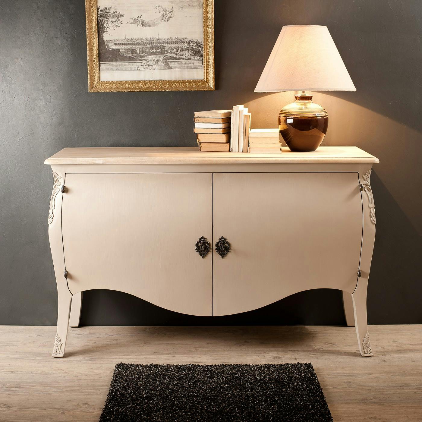 Buffet 2 portes baroque beige Argile 140cm ODYSSEE