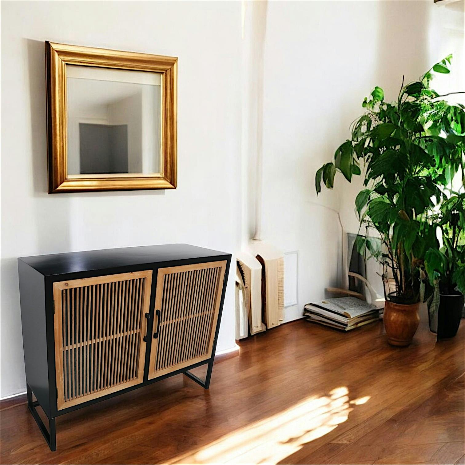 Buffet 2 portes encadrement noir ATELIER