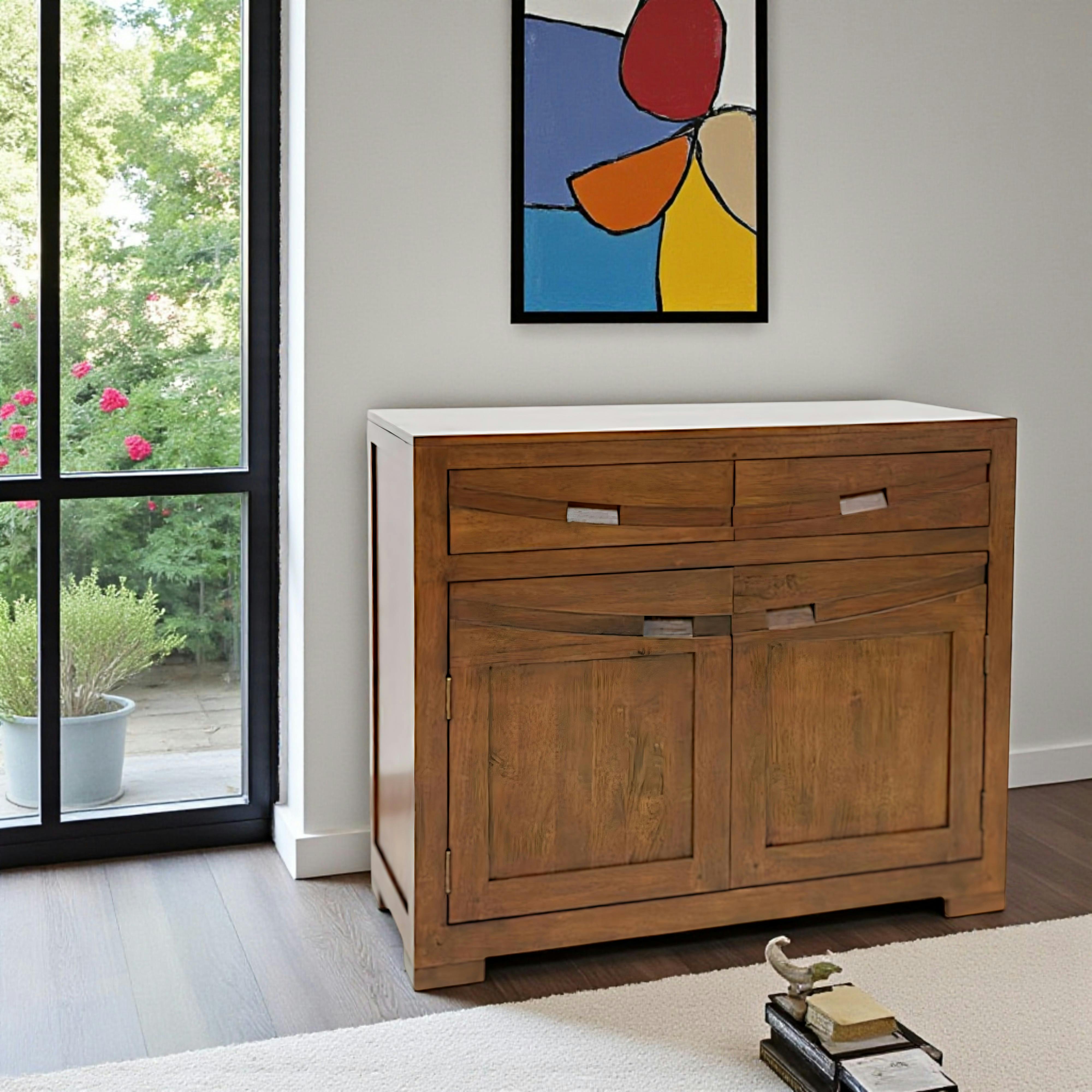 Buffet 2 portes exotique hévéa 100cm NIAGARA