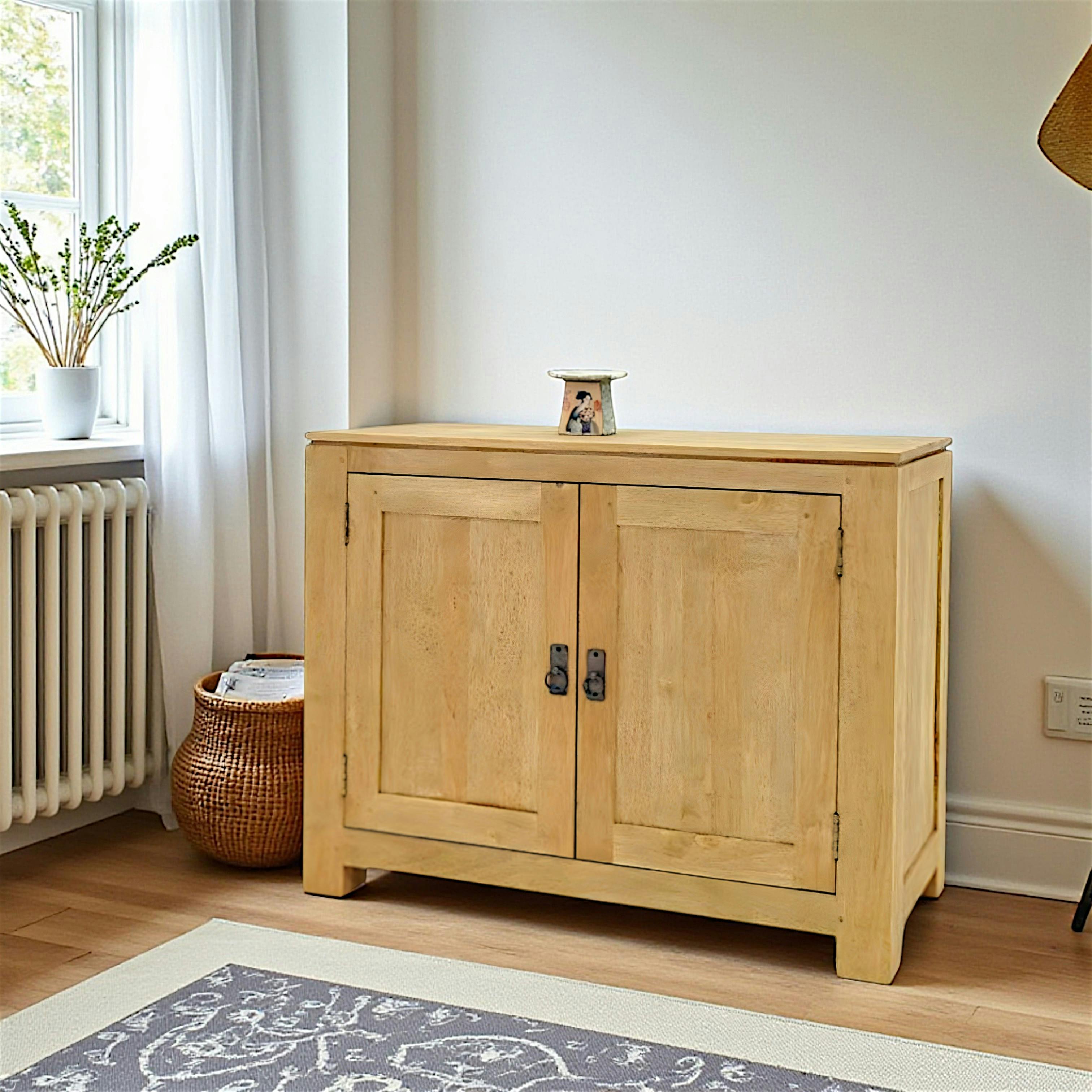 Buffet 2 portes exotique hévéa 96cm HELENA