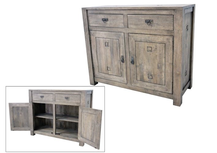 Buffet 2 portes hévéa 110x45x90cm TESSA