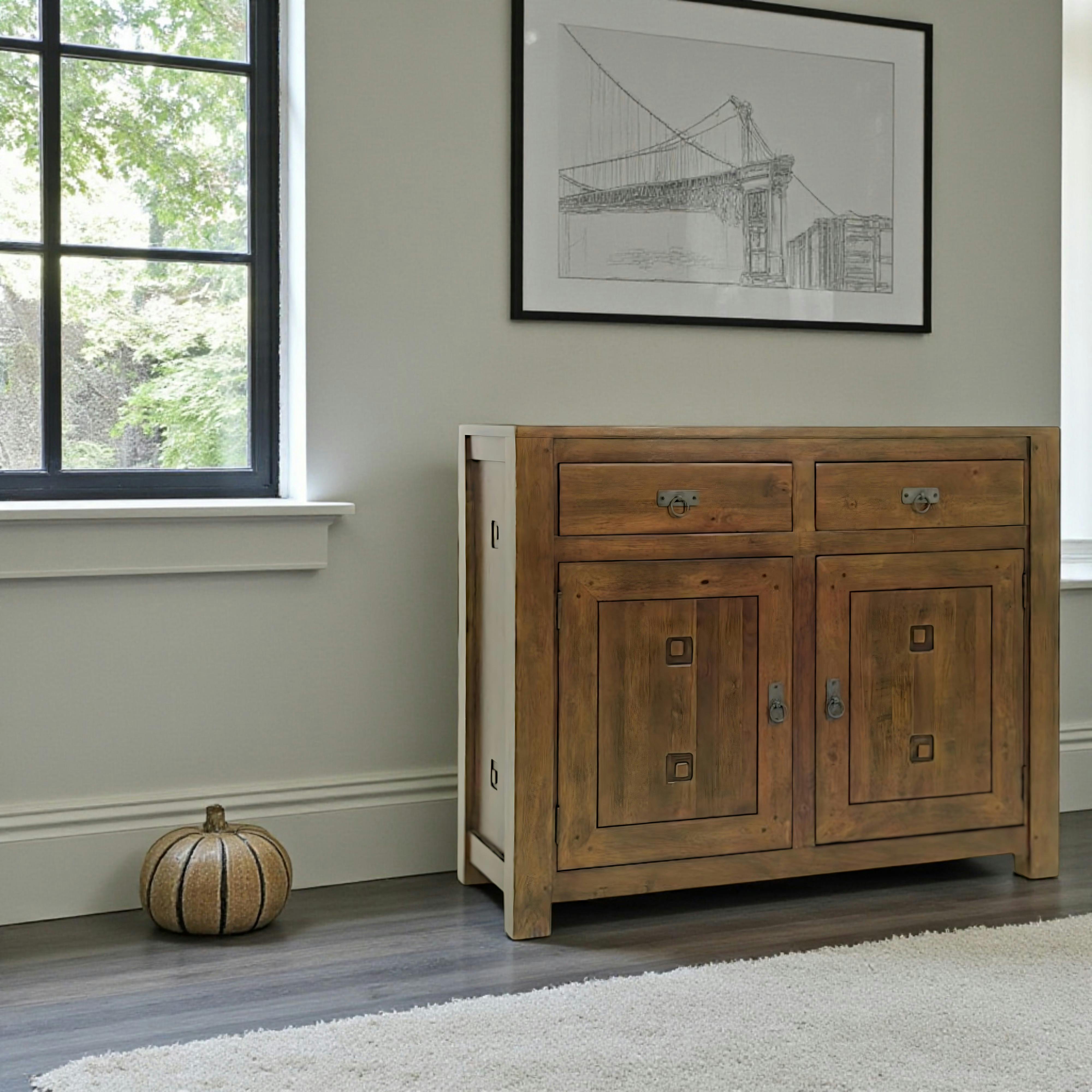 Buffet 2 portes hévéa 110x45x90cm TESSA