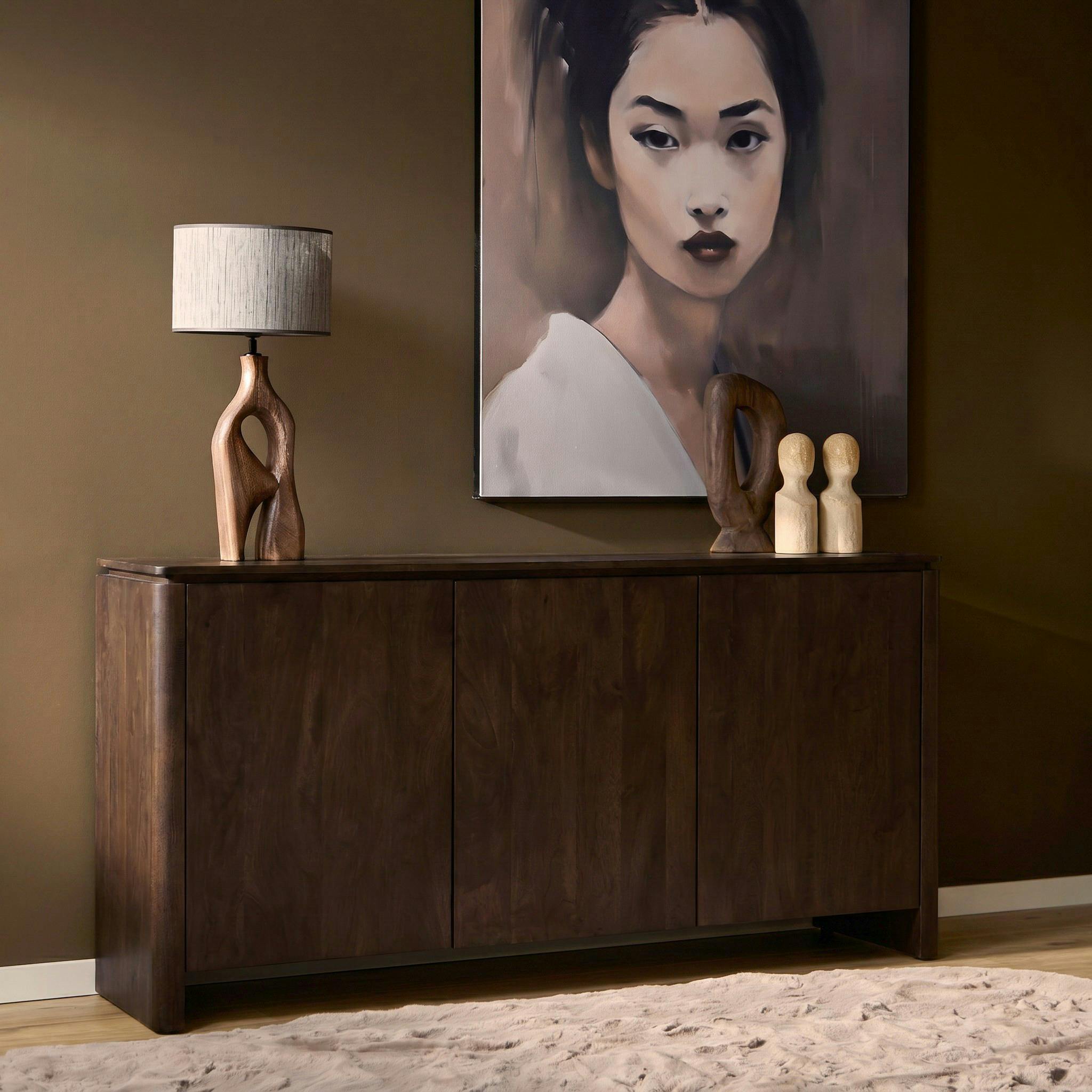 Buffet 3 portes en bois marron KASO