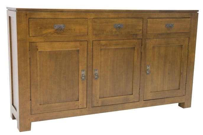 Buffet 3 portes exotique hévéa 150cm HELENA